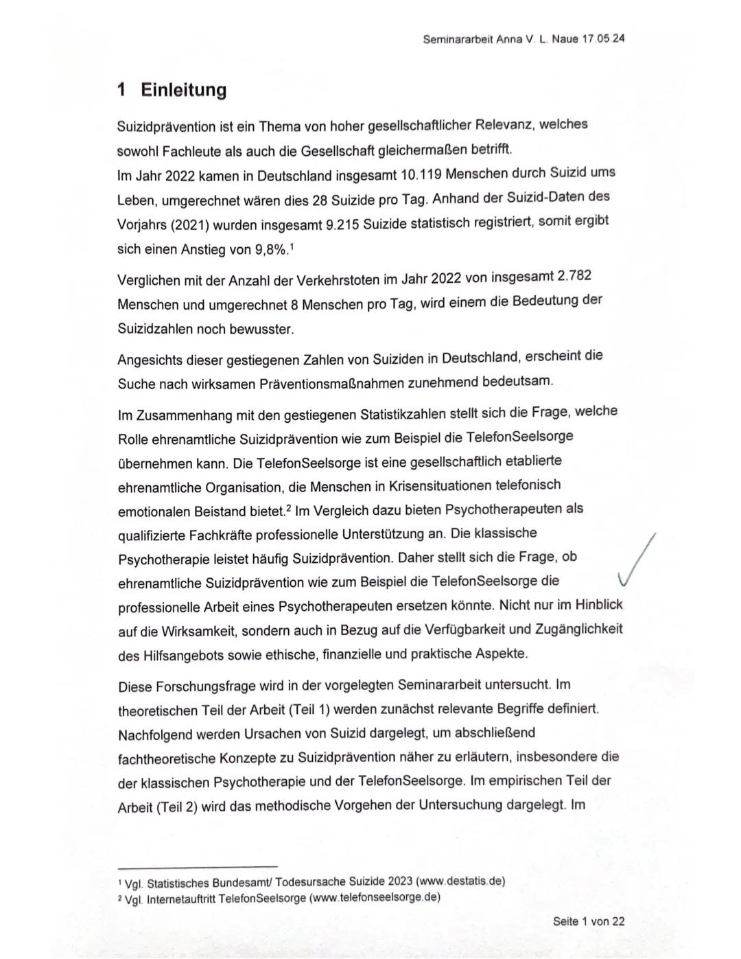 -Seminarfach,,Soziales Engagement"
Beurteilungsbogen für die schriftliche Seminararbeit
Name der Schülerin/ des Schülers: Anna Naue
Seminara