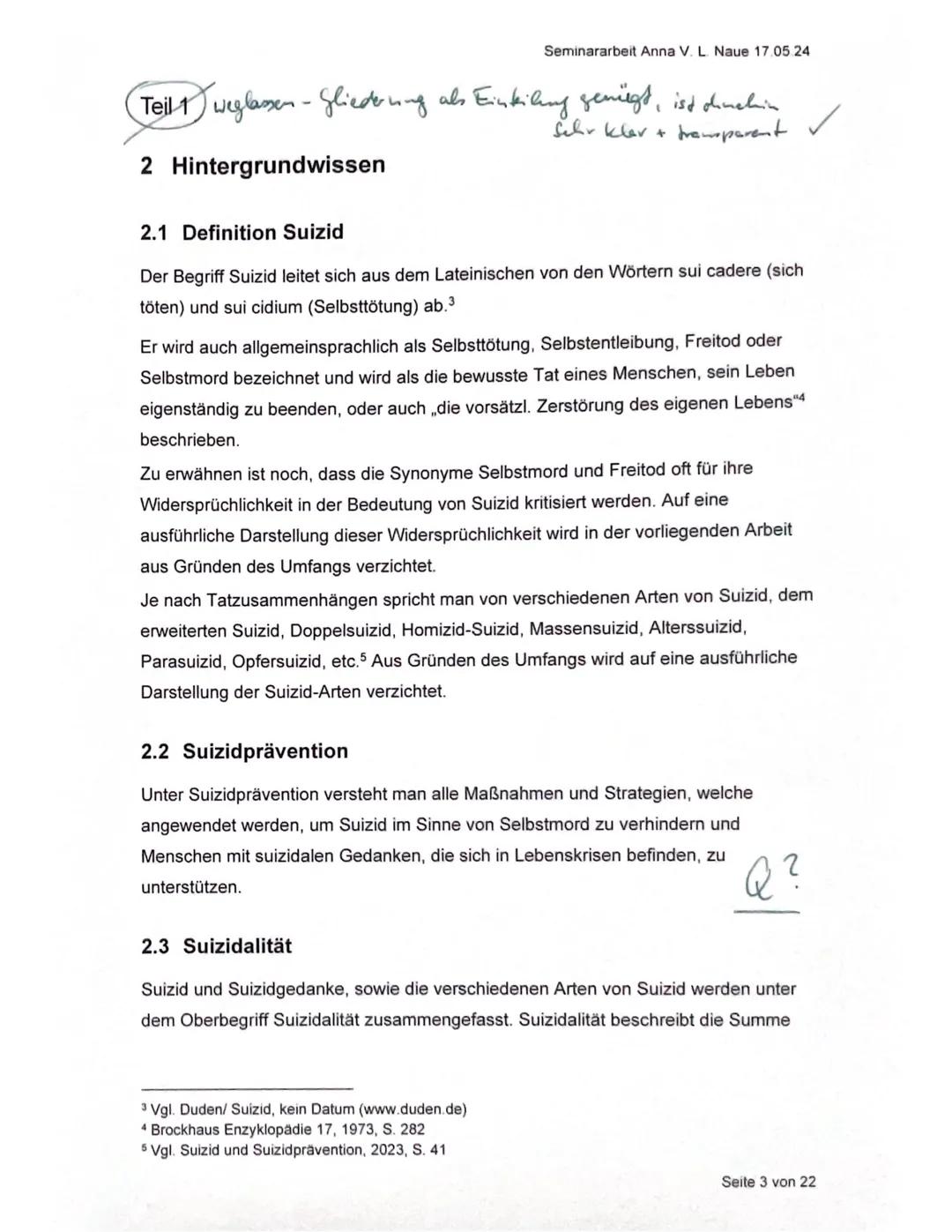 -Seminarfach,,Soziales Engagement"
Beurteilungsbogen für die schriftliche Seminararbeit
Name der Schülerin/ des Schülers: Anna Naue
Seminara