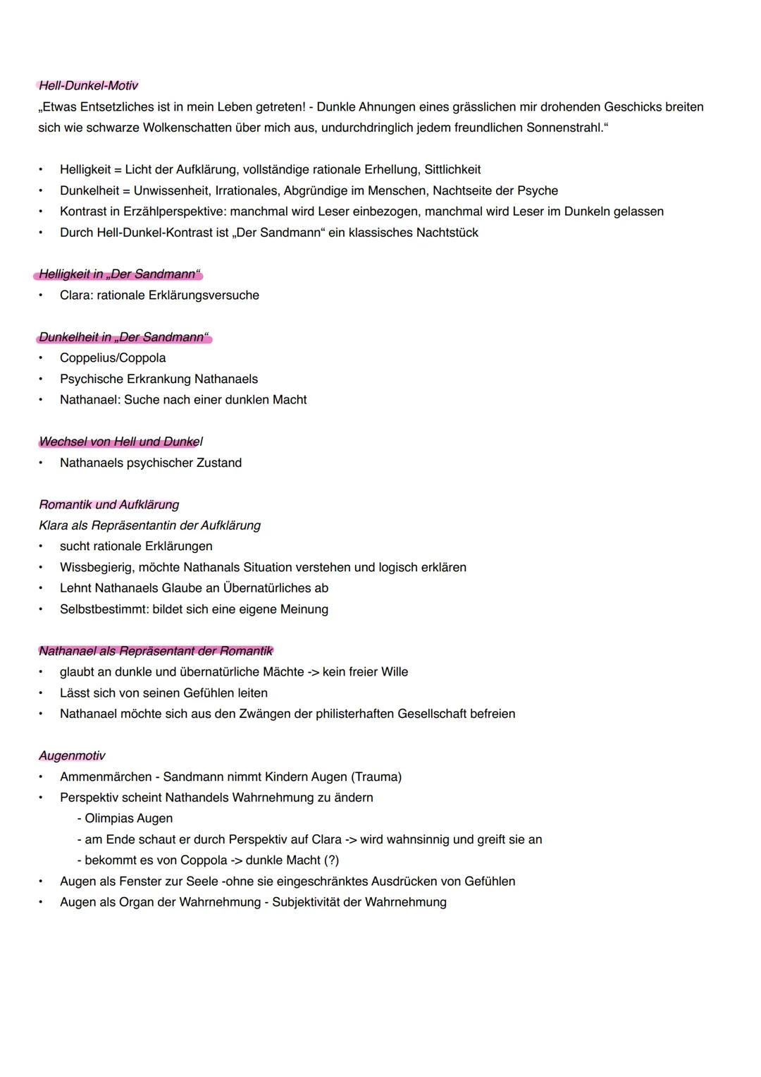 # DEUTSCH DER SANDMANN # DER SANDMANN
Inhaltliche Zusammenfassung
Erster Brief - Nathanael an Lothar
- Nathanael schreibt Lothar aufgrund s