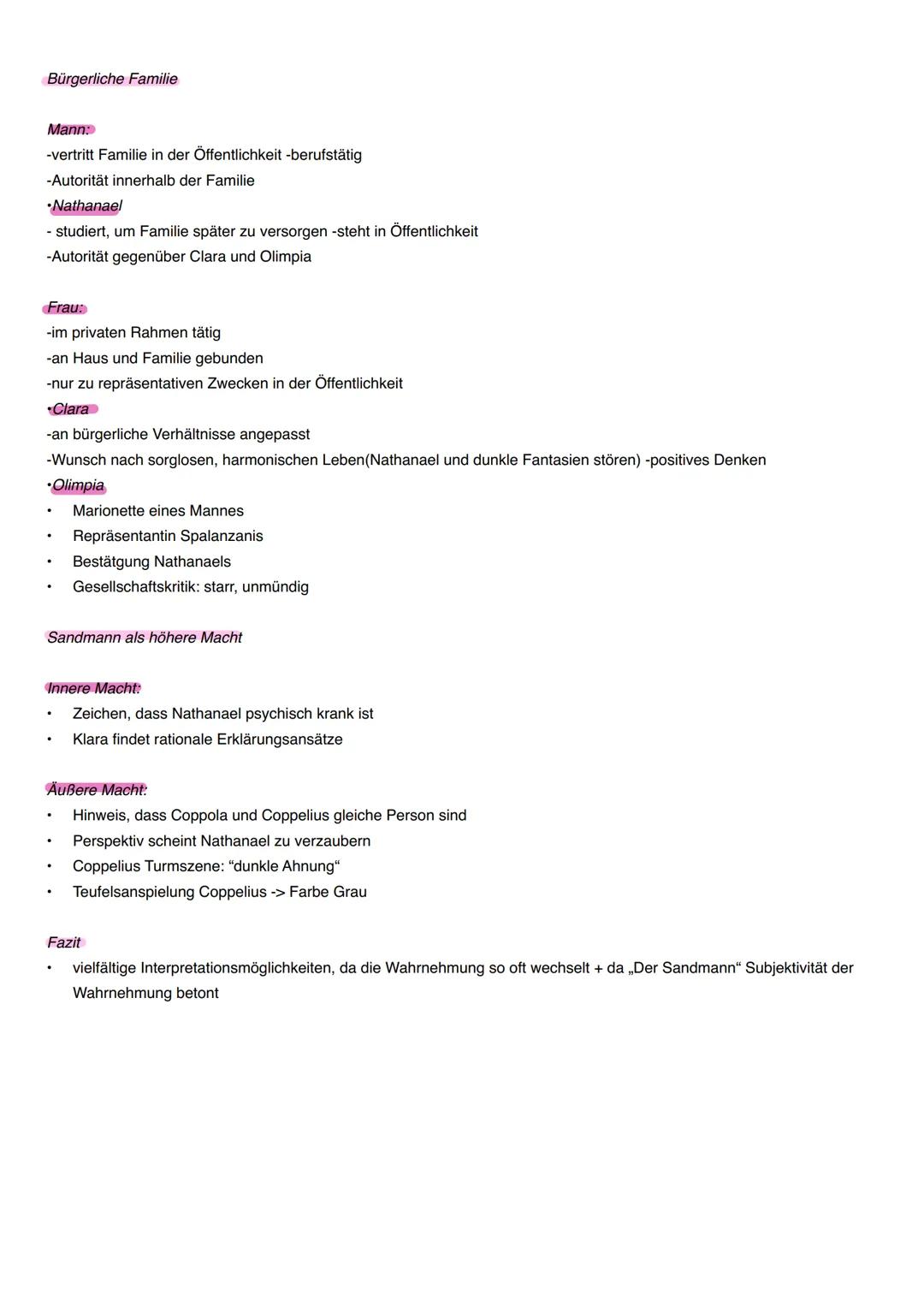 # DEUTSCH DER SANDMANN # DER SANDMANN
Inhaltliche Zusammenfassung
Erster Brief - Nathanael an Lothar
- Nathanael schreibt Lothar aufgrund s