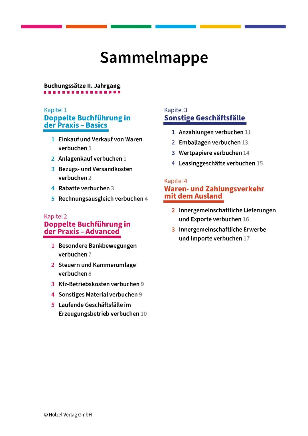 Wichtige Buchungssätze für die 1. bis 5. Schulstufe