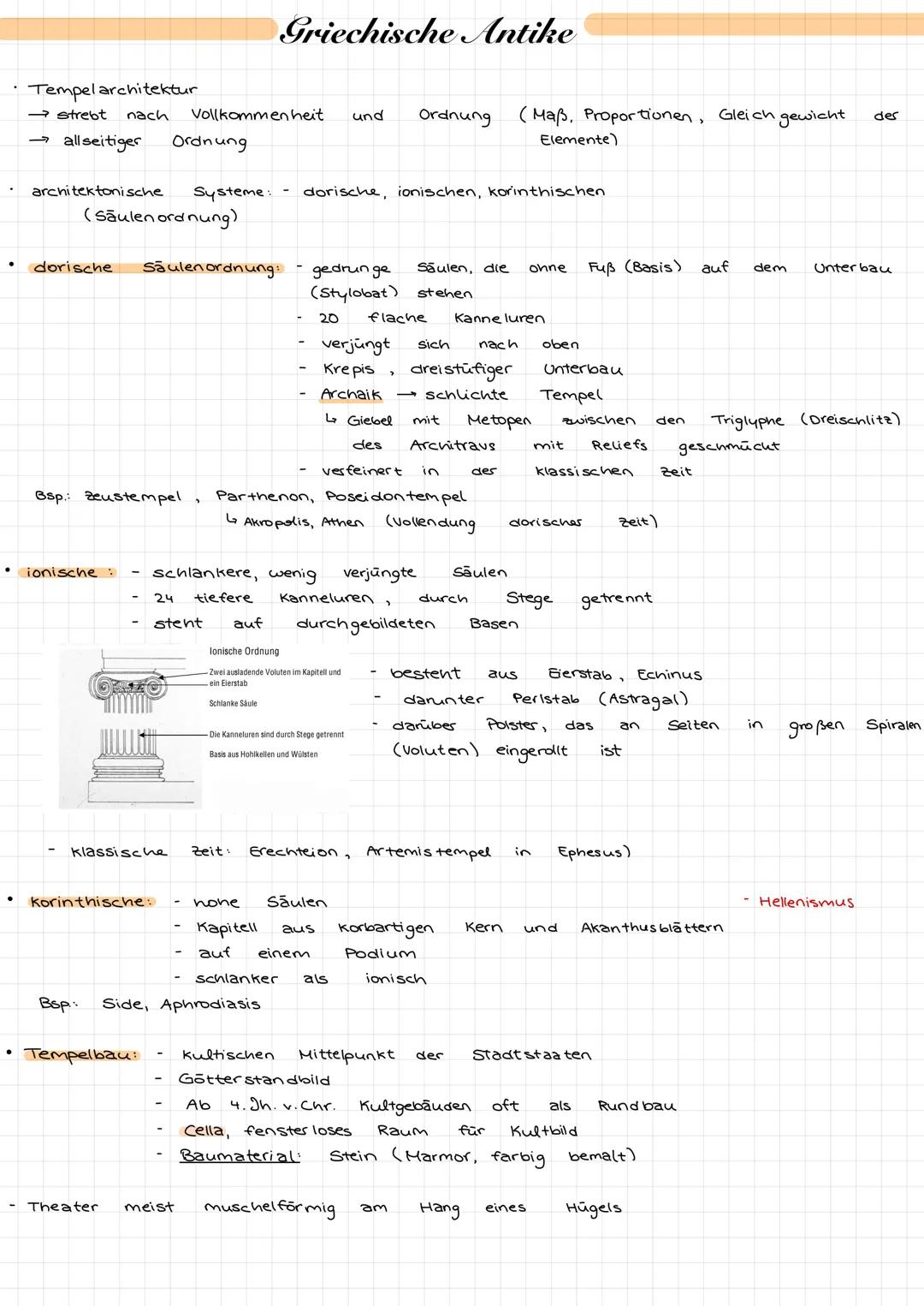 Tempel architektur
Griechische Antike
→ strebt
nach Vollkommenheit
und
Ordnung
(Maß, Proportionen,
Gleich gewicht
des
¬
allseitiger
Ordnung