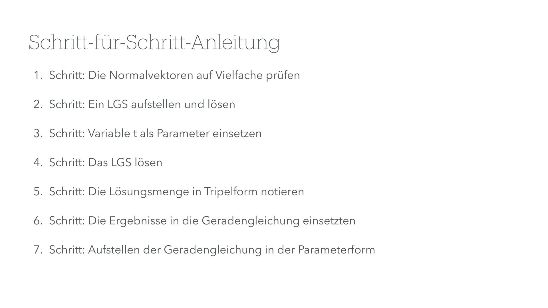 Gleichung einer Schnittgeraden von
Ebenen bestimmen
GFS im Fach Mathematik
(Name), 14.06.2024 Gliederung
• Wiederholung
•
Beispielaufgabe
Üb