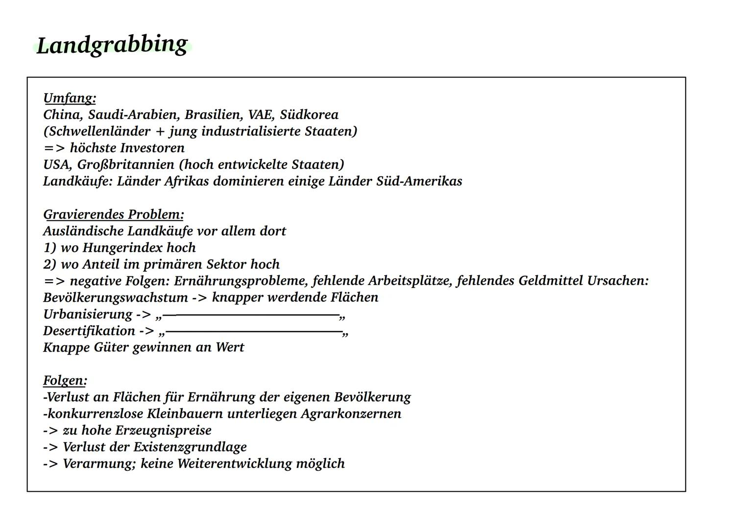 Landwirtschaft Shifting Cultivation
-Schwellenländer
-Felder werden nur für wenige Jahre intensiv genutzt
↳ danach werden die Anbauflächen &