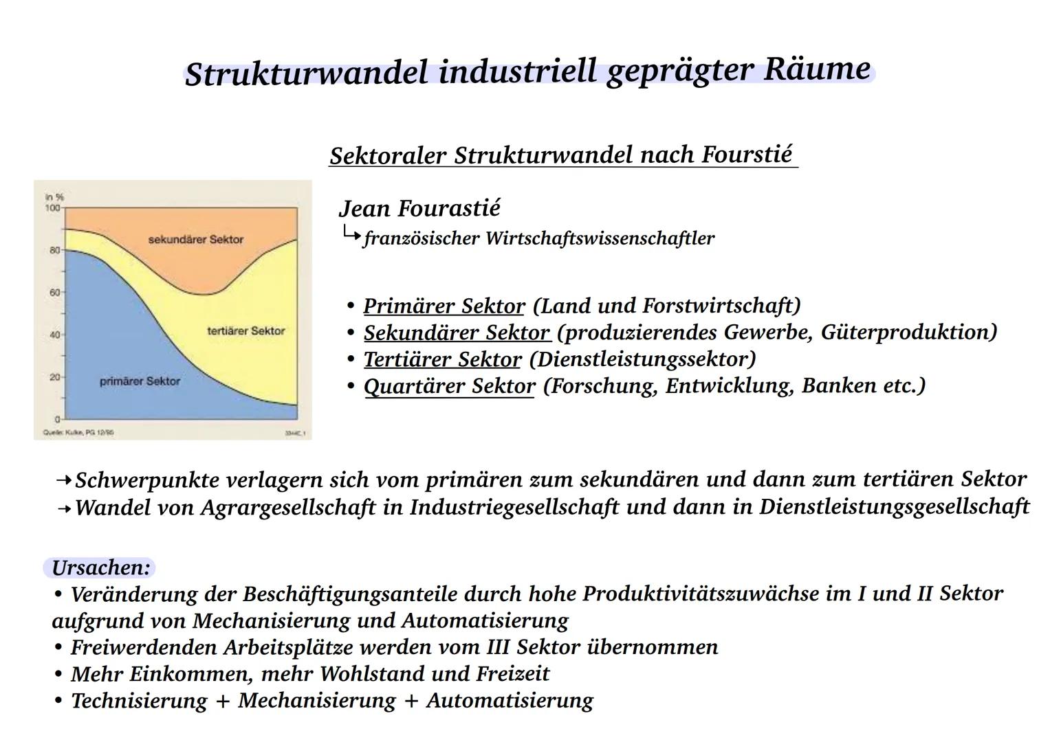 Wirtschaftsregionen im Wandel # Strukturwandel industriell geprägter Räume
Sektoraler Strukturwandel nach Fourstié
in %
100-
sekundärer Se