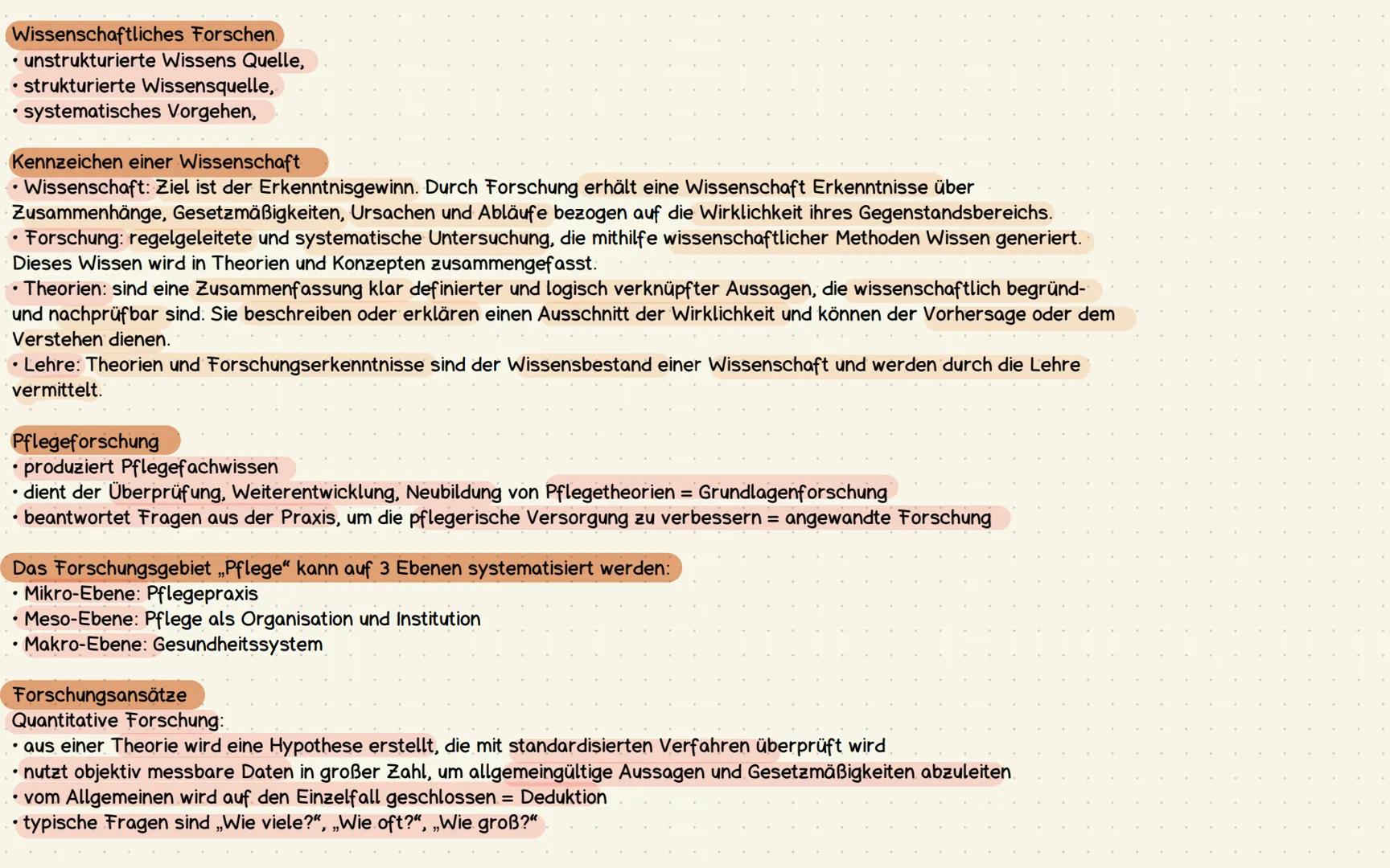 Pflegewissenschaft Wiederholung
Pflegewissenschaft Aufgaben:
• überprüft und begründet Pflegewissen,
• erforscht Phänomene aus der Pflegepra