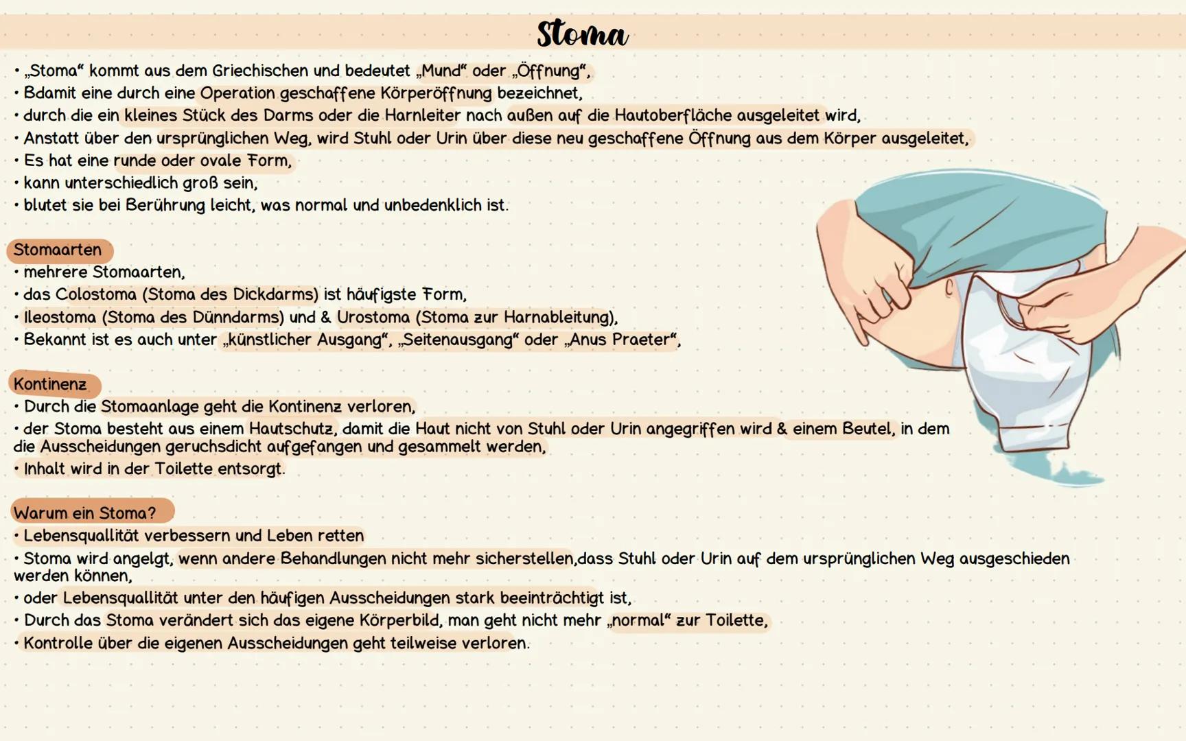 # Stoma
„Stoma" kommt aus dem Griechischen und bedeutet „Mund" oder „Öffnung",
Bdamit eine durch eine Operation geschaffene Körperöffnung