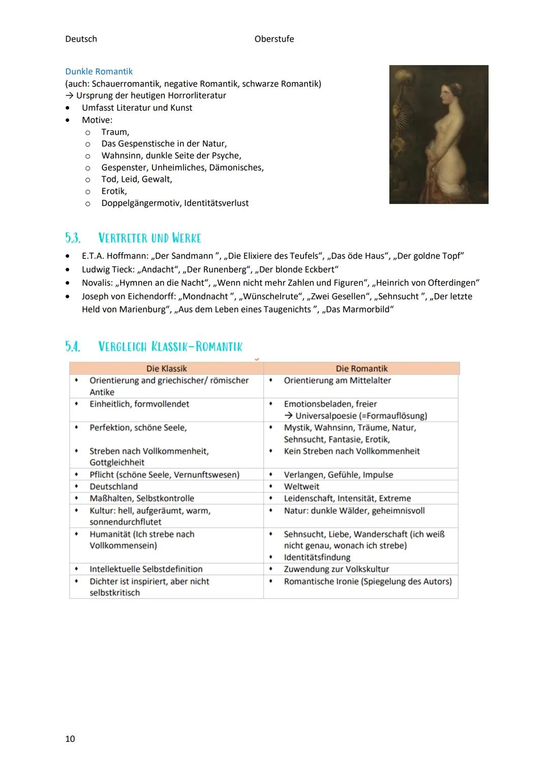 Deutsch
Oberstufe
LITERATURE POCHEN - ZUSAMMENFASSUNG
INHALT
0. Übersicht über die Literaturepochen:.....................................