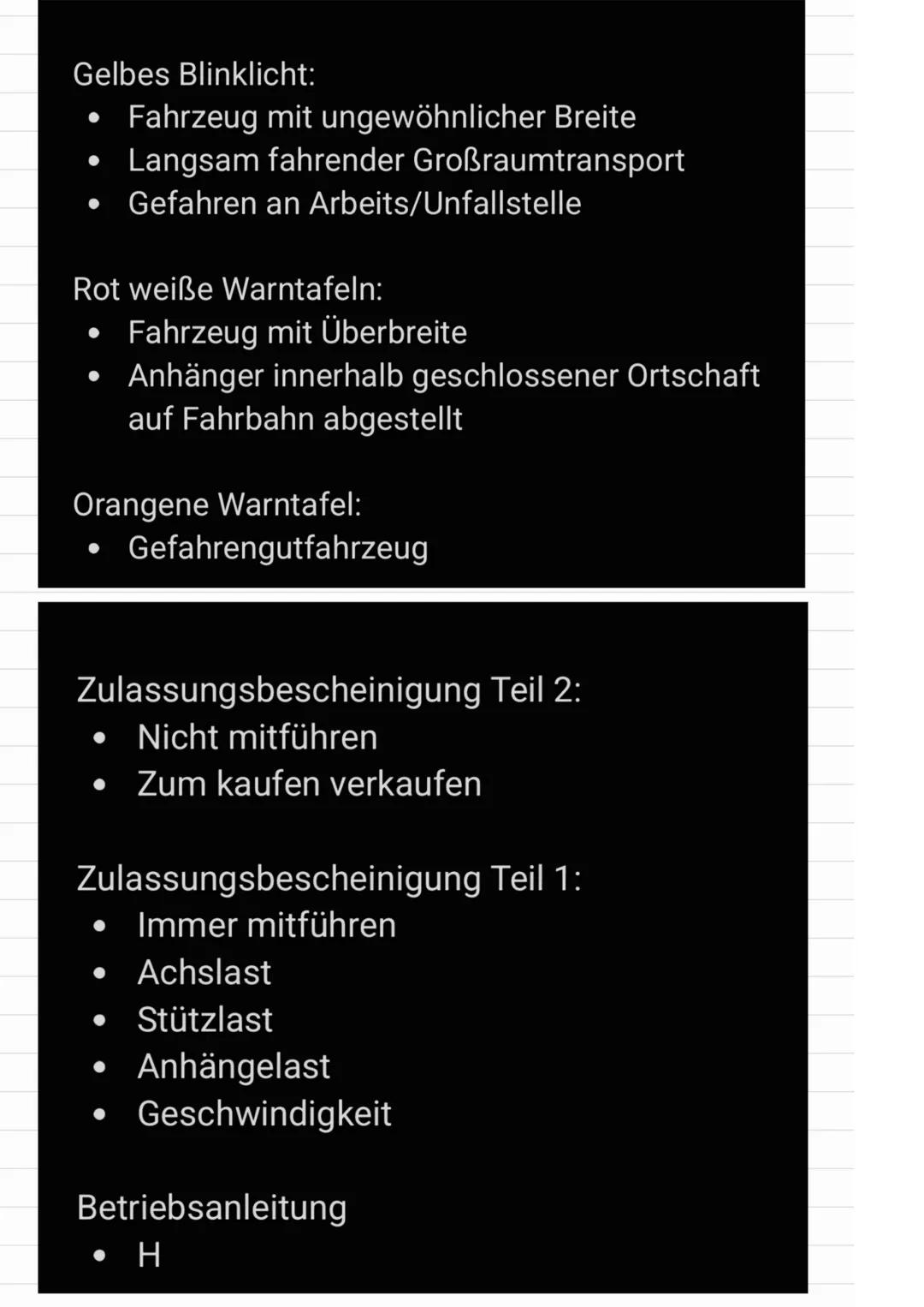 PARKEN:
Vor Andreaskreuz parken io: 5m; a0 50m
Vor/hinter Bus Haltestellenschild parken: 15m
Vor Fußgängerüberweg 5m
Vor Kreuzung/Einmündung