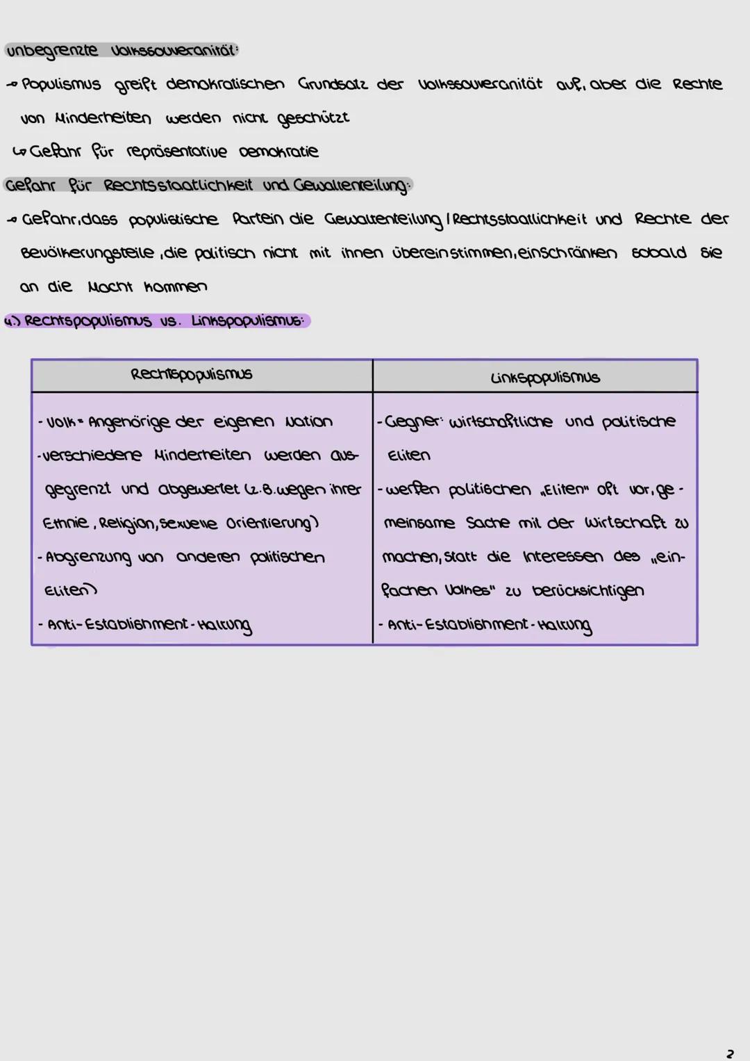 populismus
1.) was ist Populismus?
kein politisches Programm mit klaren inhaltlichen wertvorstellungen
Kerngedanke: VolksSouveranitär
·Merkm