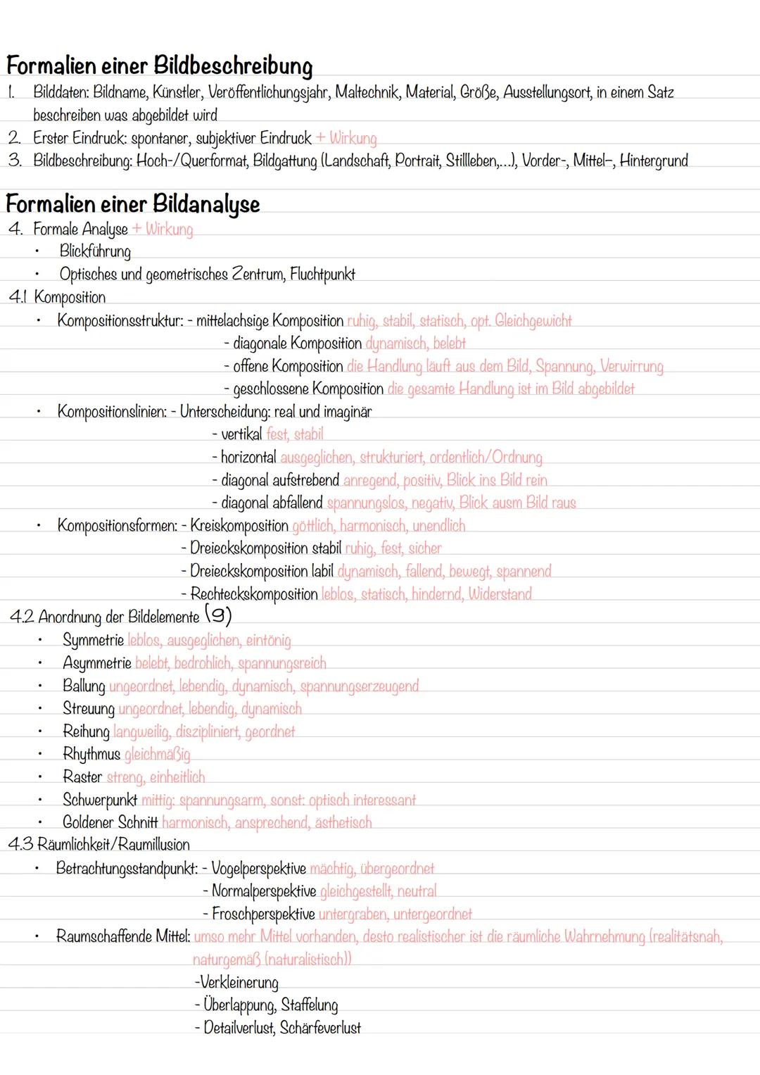 Formalien einer Bildbeschreibung
1. Bilddaten: Bildname, Künstler, Veröffentlichungsjahr, Maltechnik, Material, Größe, Ausstellungsort, in e