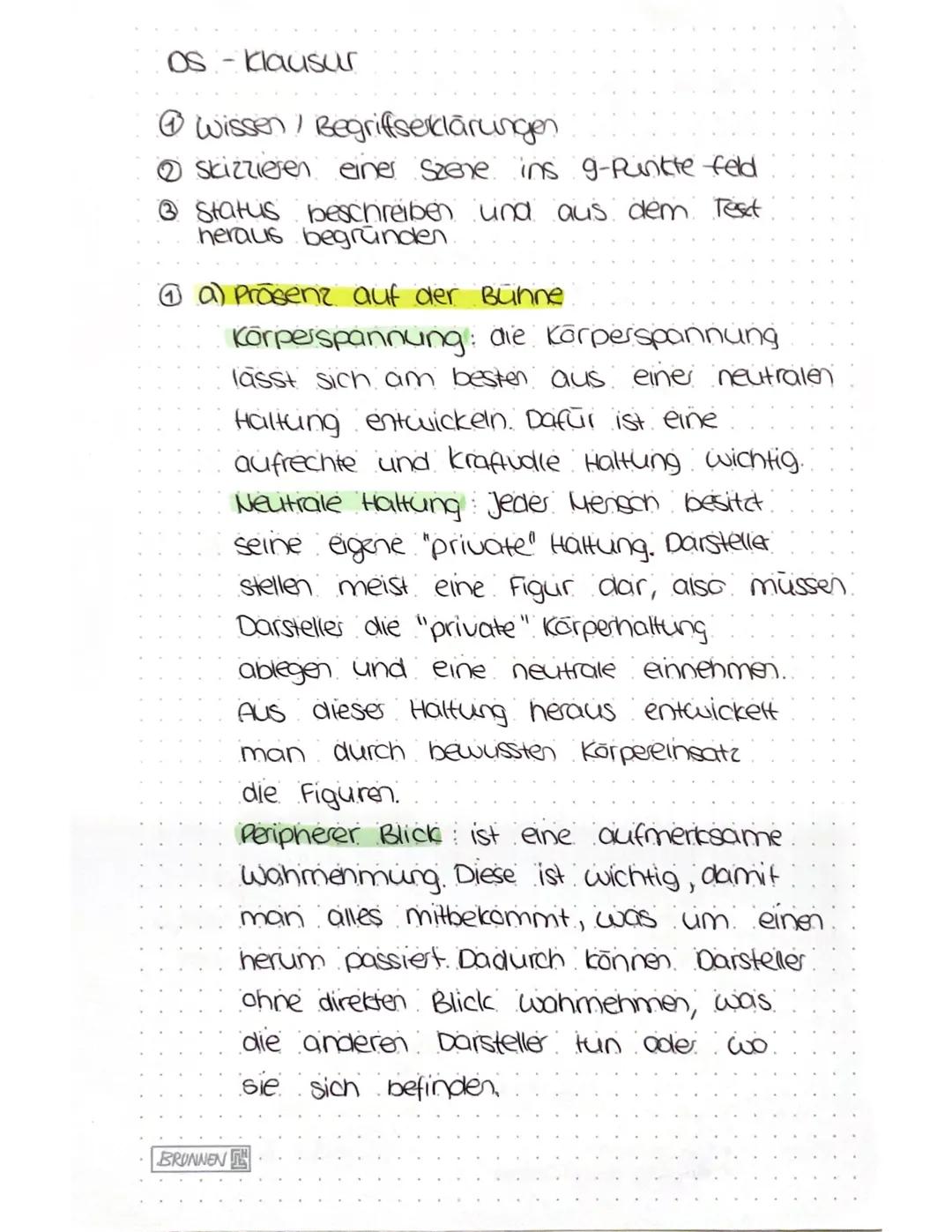 Klausurvorbereitung Darstellendes Spiel