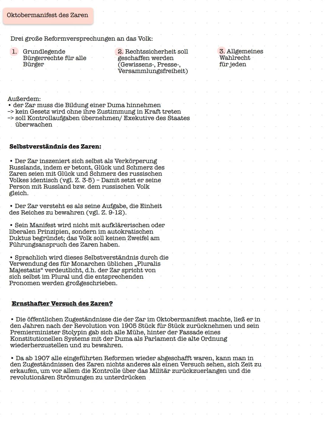 # russische Revolution
(Revolution un1905)
# Ausgangslage im vorrevolutionären Russland
* Autokratie = unumschränkte, absolutistische Ma
