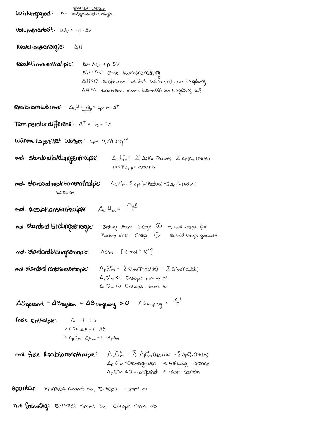 # Chemie Arbeit
Energetik
Enthalpie
Allgemein:
* Maß für die Energie eines thermodynamischen Systemes
* setzt sich aus cler inneren