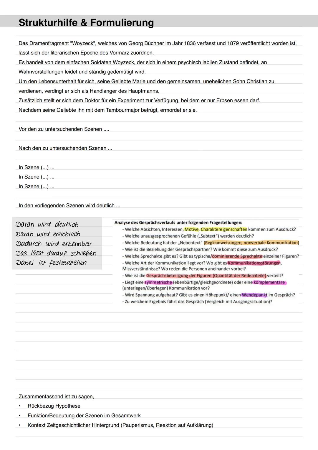 Q1 D-LK (KAR)
Kabale und Liebe
Vorarbeit:
1. Lesen und dabei schon wichtige Textstellen markieren
2. erstes Textverständnis festhalten
3. I