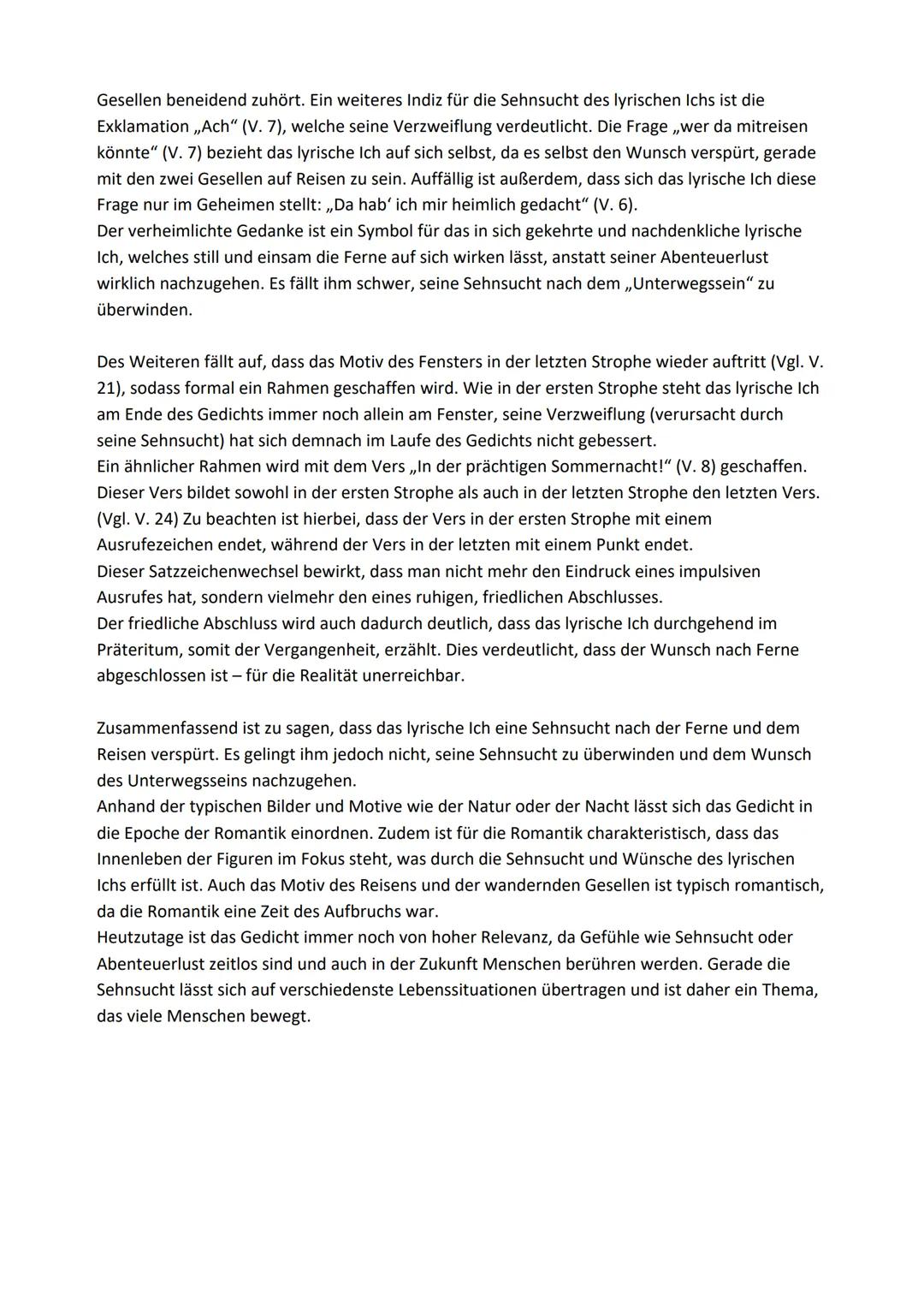 Gedichtanalyse zu,,Sehnsucht"
Das Gedicht,,Sehnsucht", welches von Joseph von Eichendorff im Jahr 1834 verfasst wurde,
thematisiert die Sehn