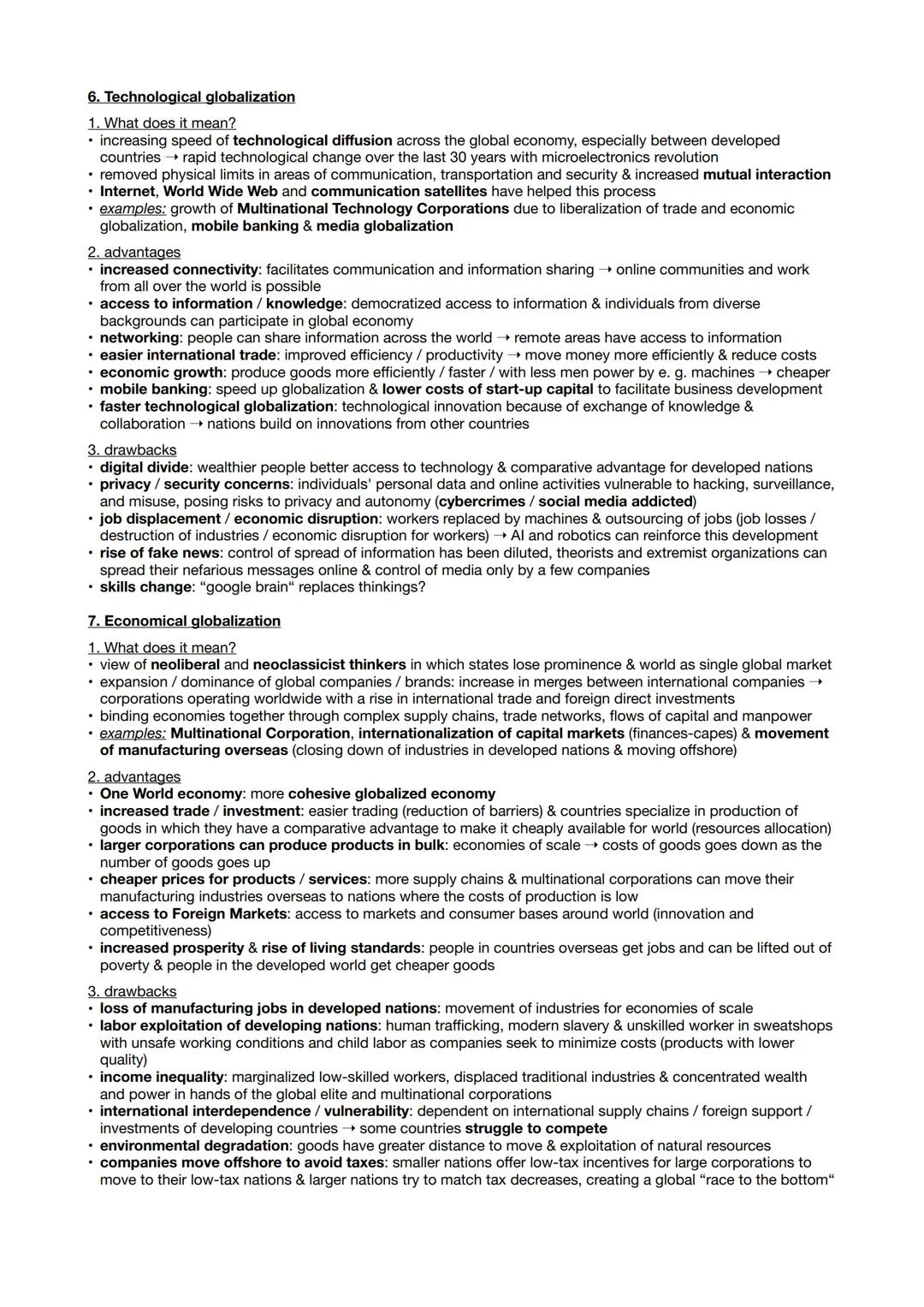 # GLOBALIZATION AND THE ECONOMY (GLOBALISIERUNG UND WIRTSCHAFT)
1. Definition of globalization
* development of closer economic, cultura