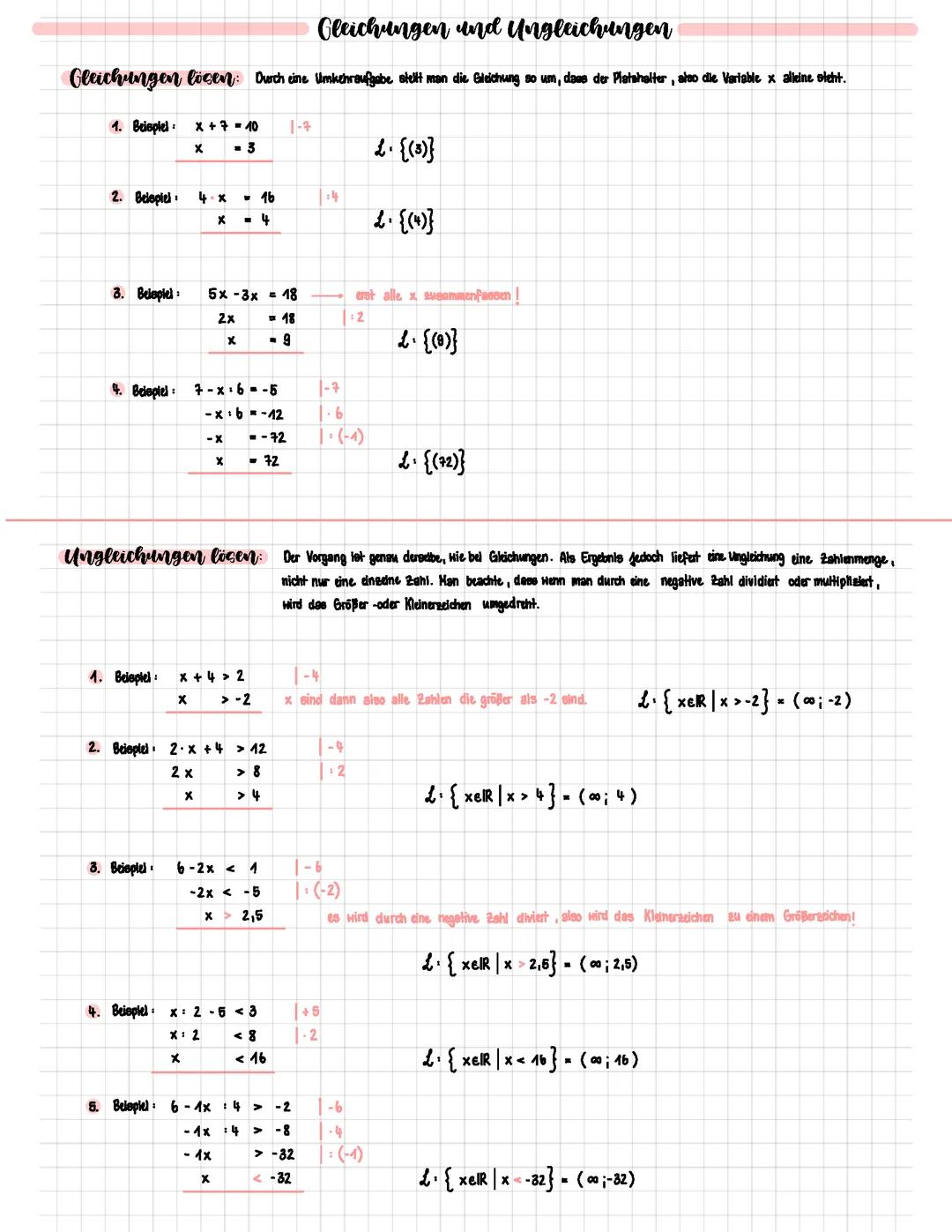 Gleichungen und Ungleichungen