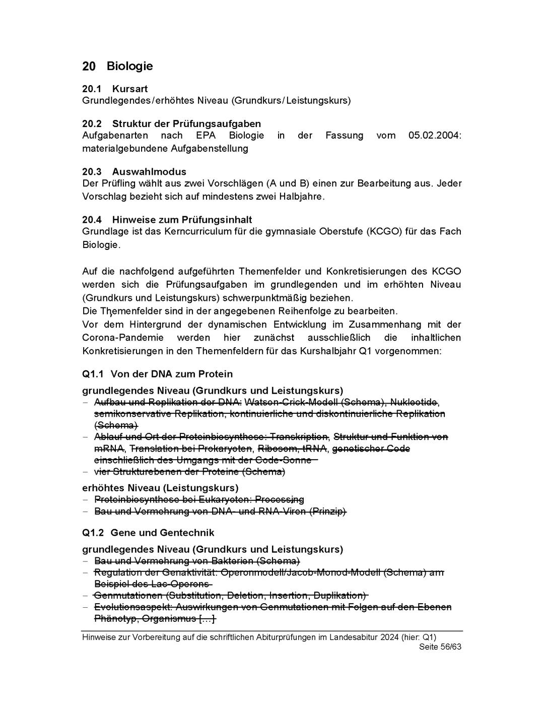 Biologie LK Abitur Hessen 2024 (Q1-Q4)