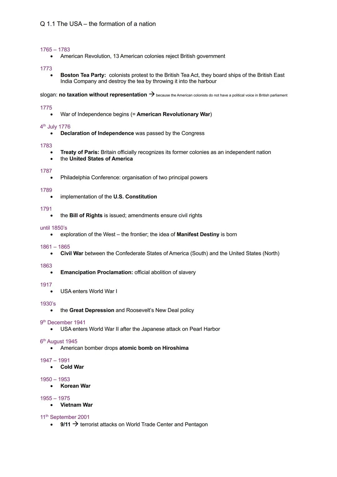 Q 1.1 The USA - the formation of a nation
development and principles of American democracy and the Constitution
Mayflower Compact 1620
•
•
.