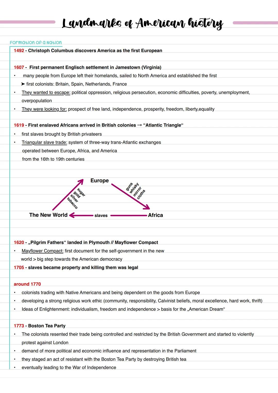 # Landmarks of American history
Formation of a Nation
1492 - Christoph Columbus discovers America as the first European
1607 First perman