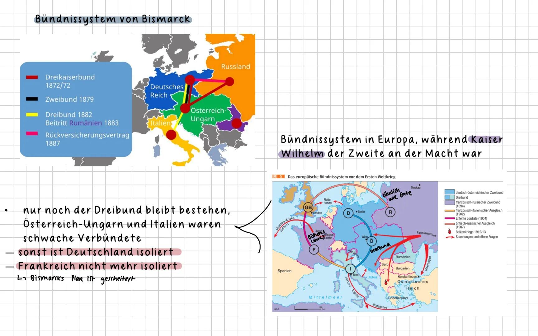 # Geschichtsklausur
Themen
1. außenpolitische Wende von Bismarck zu Wilhelm dem Zweiten
2. der Weg in den Ersten Weltkrieg als Folge vo