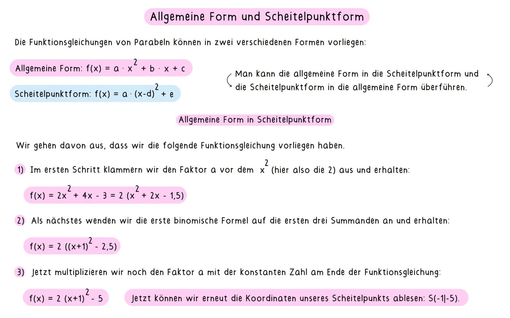 Neues Mathethema: Quadratische Funktionen (Parabeln)
Quadratische Funktionen: Der Graph von quadratischen Funktionen ist immer eine Parabel