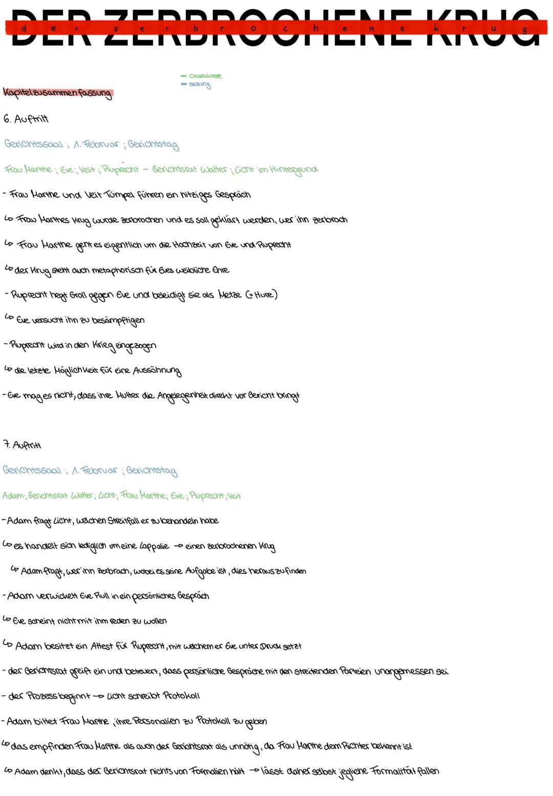 DER ZERBROCHENE KRUG
Kapitel zusammenfassung
1. Auftritt:
- Charaktere
-setting
niederländisches Dorf Huisum bei Utrecht bei Utrecht; die Ge