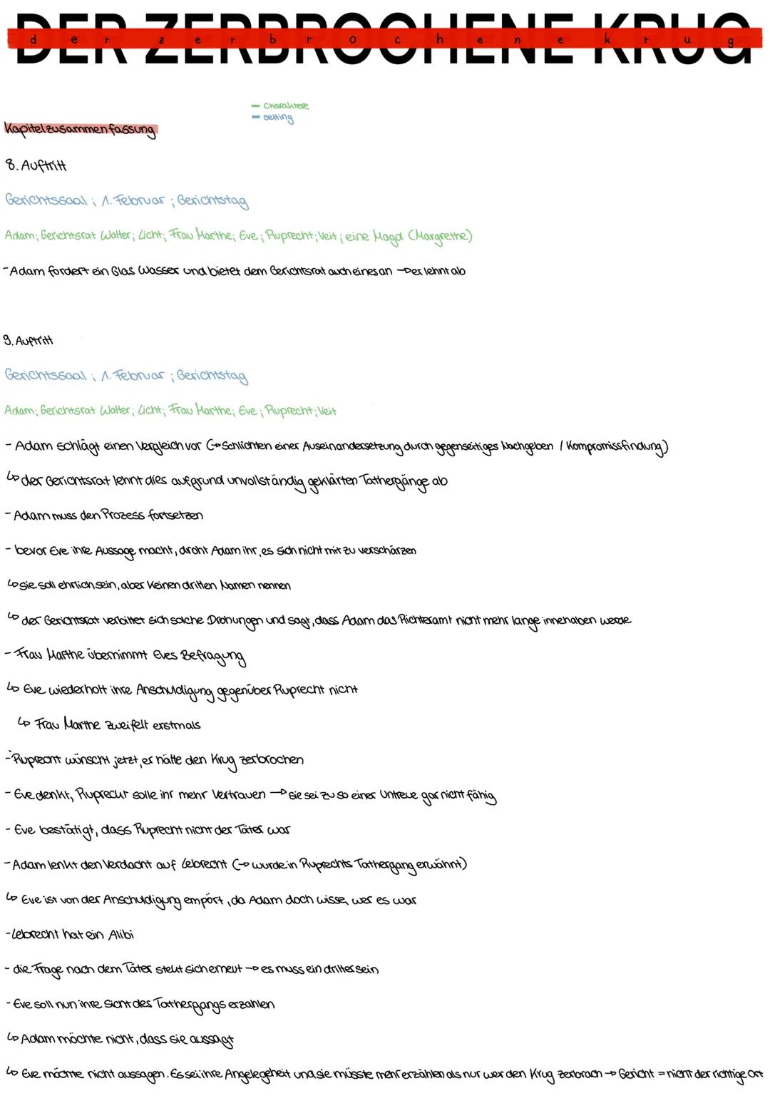 DER ZERBROCHENE KRUG
Kapitel zusammenfassung
1. Auftritt:
- Charaktere
-setting
niederländisches Dorf Huisum bei Utrecht bei Utrecht; die Ge