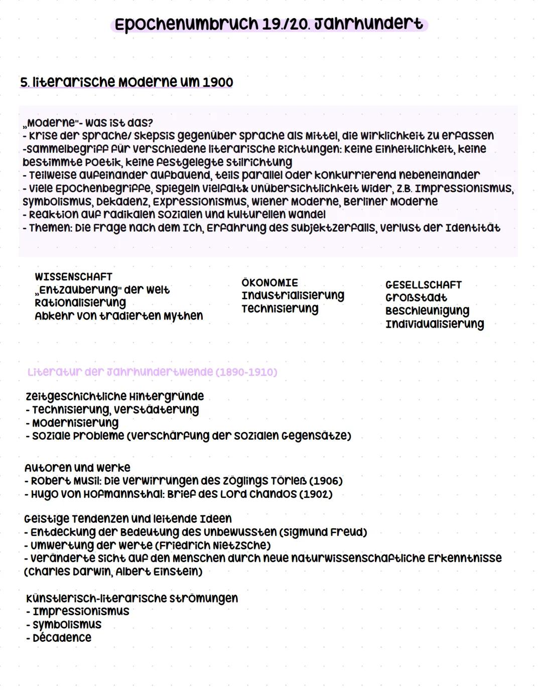 Q3.2 Epochenumbruch 19./20. Jahrhundert – literarische Moderne im frühen
20. Jahrhundert
grundlegendes Niveau (Grundkurs und Leistungskurs)