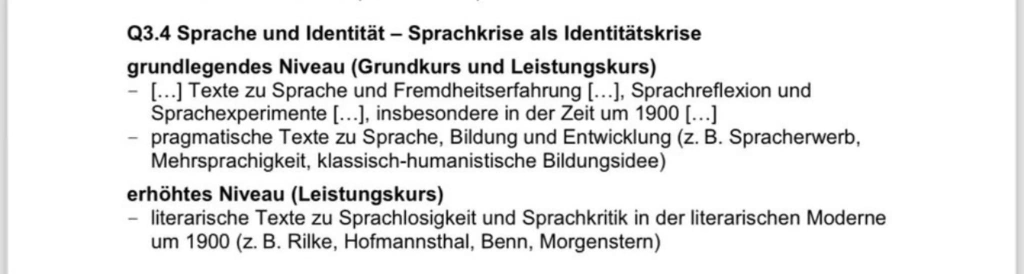 Abiturvorbereitung 2024 Deutsch LK -Q3.4 - Sprache und Identität: Sprachkrise als Identitätskrise – Seite 1
