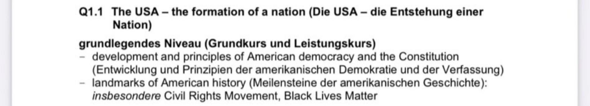 Q1.1 The USA – the formation of a nation (Die USA - die Entstehung einer
Nation)
grundlegendes Niveau (Grundkurs und Leistungskurs)
- devel