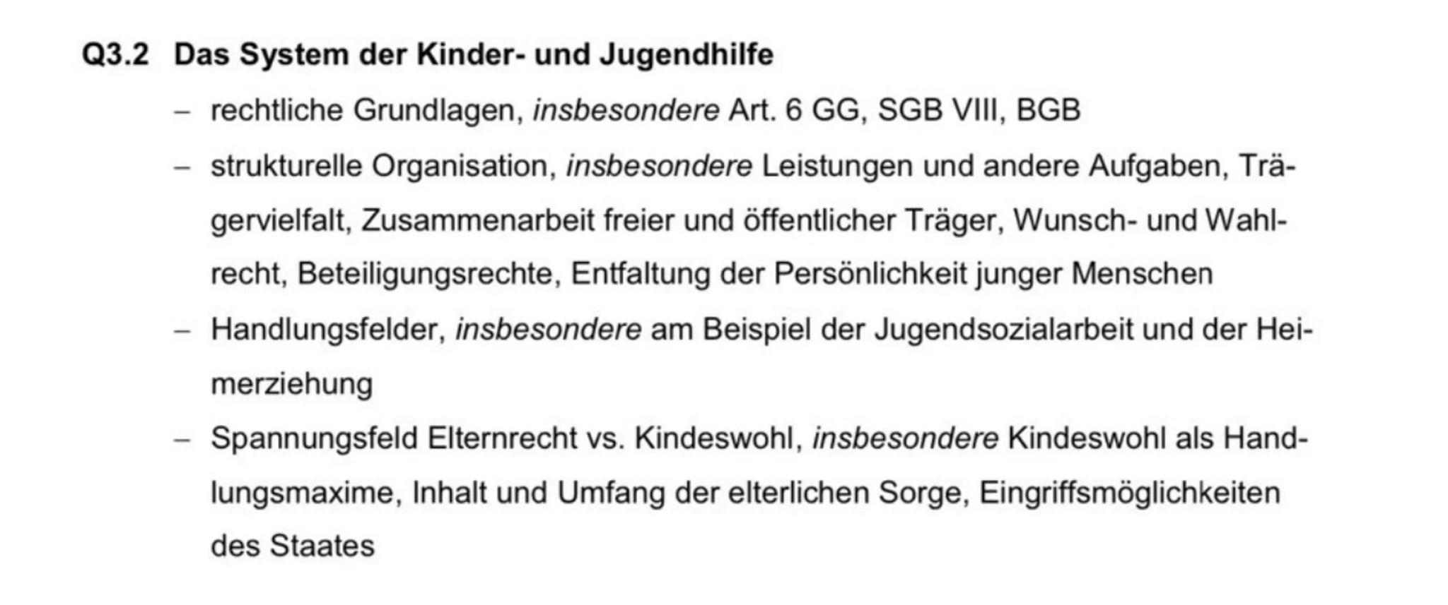 Q3.2 Das System der Kinder- und Jugendhilfe
- rechtliche Grundlagen, insbesondere Art. 6 GG, SGB VIII, BGB
- strukturelle Organisation, in