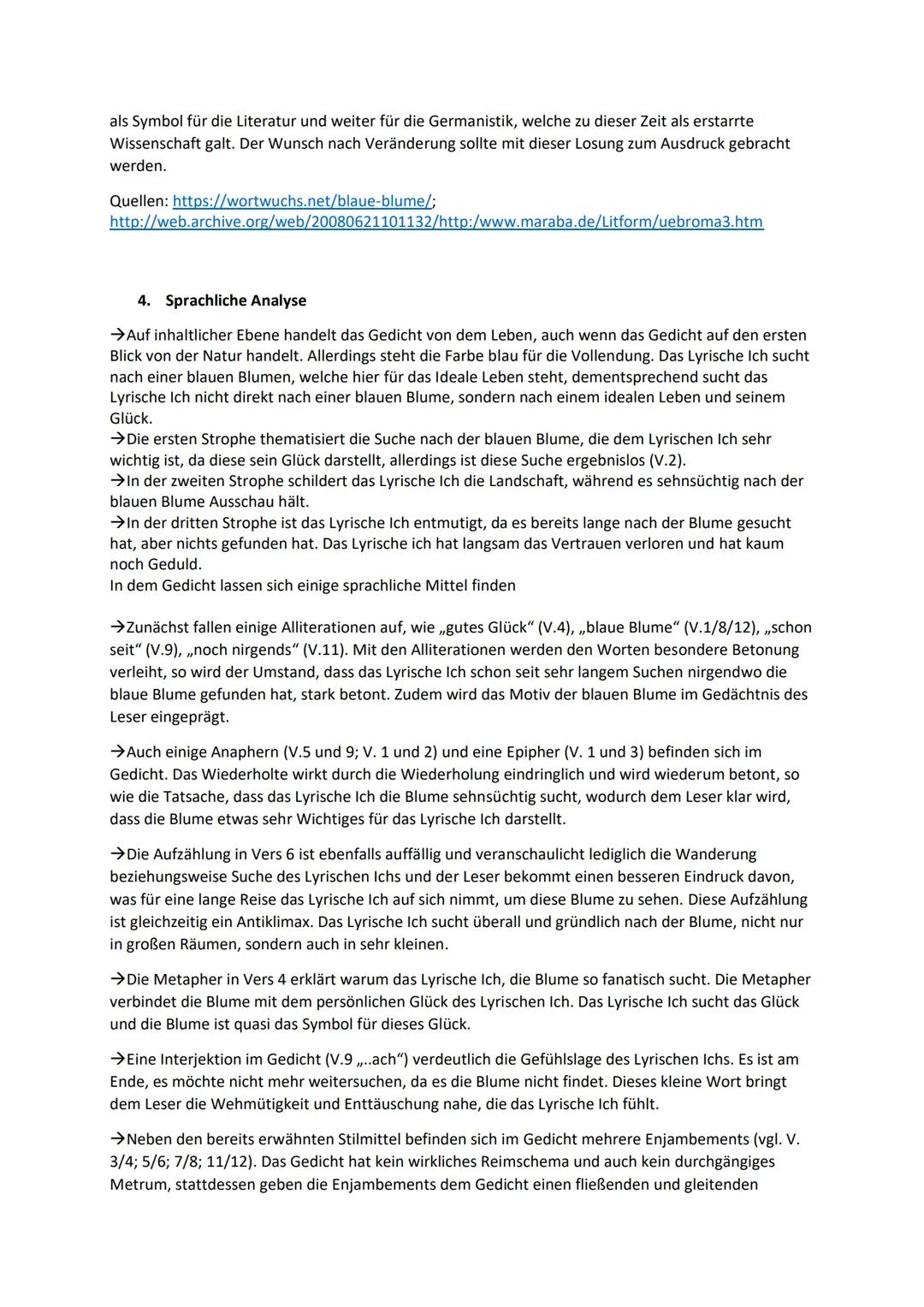 Die Blaue Blume
Das Gedicht,,die blaue Blume", aus dem Jahr 1818, verfasst von Joseph von Eichendorff handelt von
einer anstrengenden und do