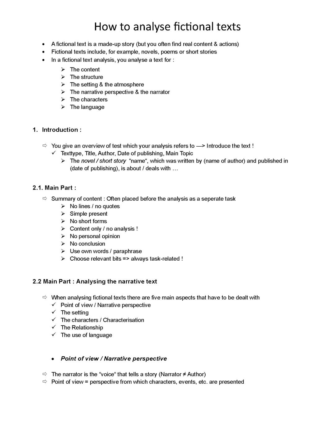 Englisch Abitur | How to analyse fictional texts