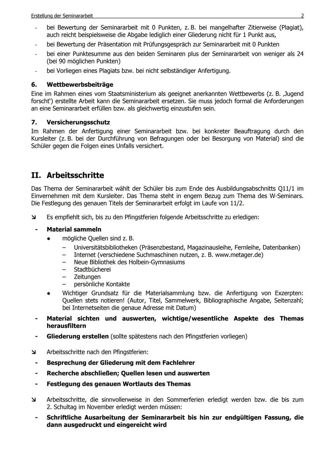 # Informationen zur Erstellung der Seminararbeit
I. Grundsätzliches zur Seminararbeit
1. Zielsetzung der Seminararbeit
Die Seminararbe