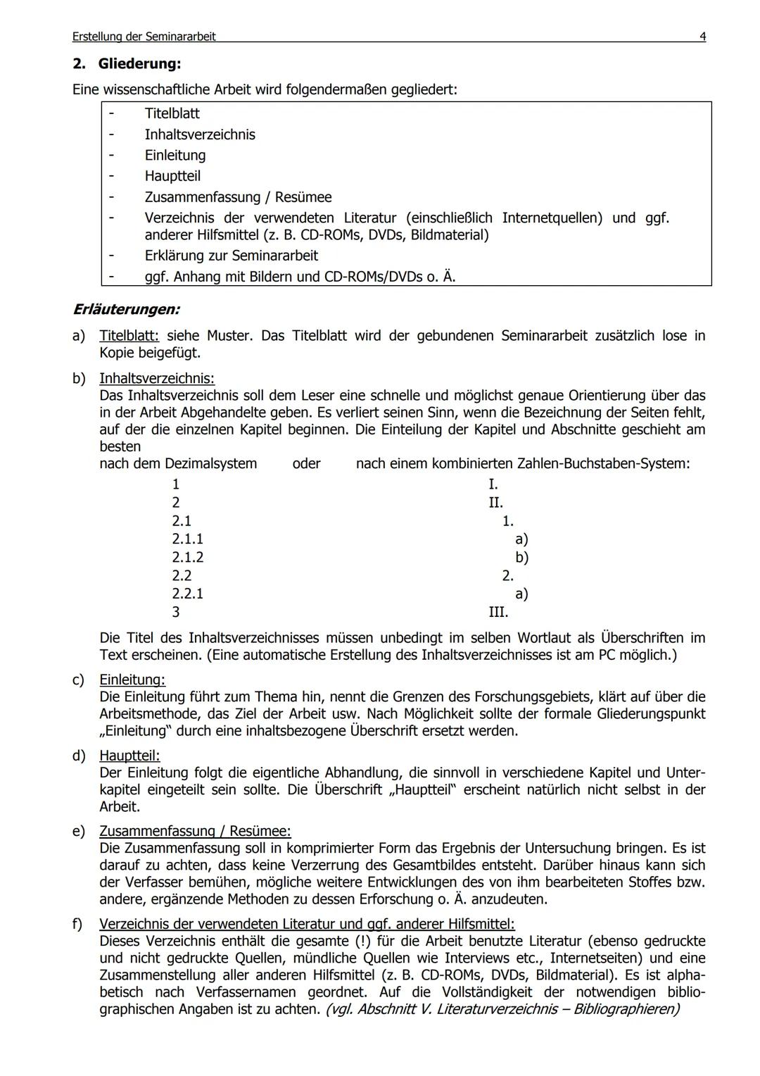 # Informationen zur Erstellung der Seminararbeit
I. Grundsätzliches zur Seminararbeit
1. Zielsetzung der Seminararbeit
Die Seminararbe