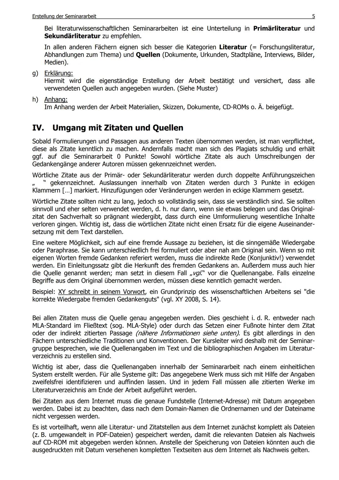 # Informationen zur Erstellung der Seminararbeit
I. Grundsätzliches zur Seminararbeit
1. Zielsetzung der Seminararbeit
Die Seminararbe