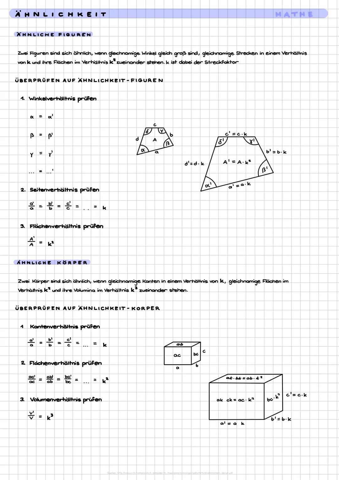 # ÄHNLICHKEIT
## ÄHNLICHE FIGUREN
MATHE
Zwei Figuren sind sich ähnlich, wenn gleichnamige Winkel gleich groß sind, gleichnamige Strecken