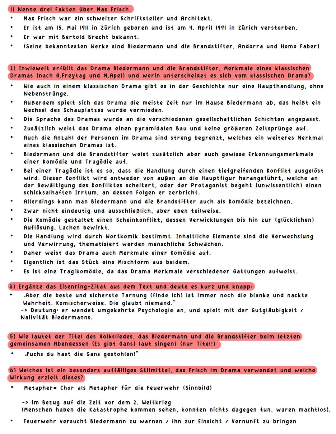 Deutsch - Drama: Biedermann und die Brandstifter
Aufgabe 1) Vervollständige die Mindmap mit deinen eigenen Ideen.
Inhalt
Wortspiel
mehrer
