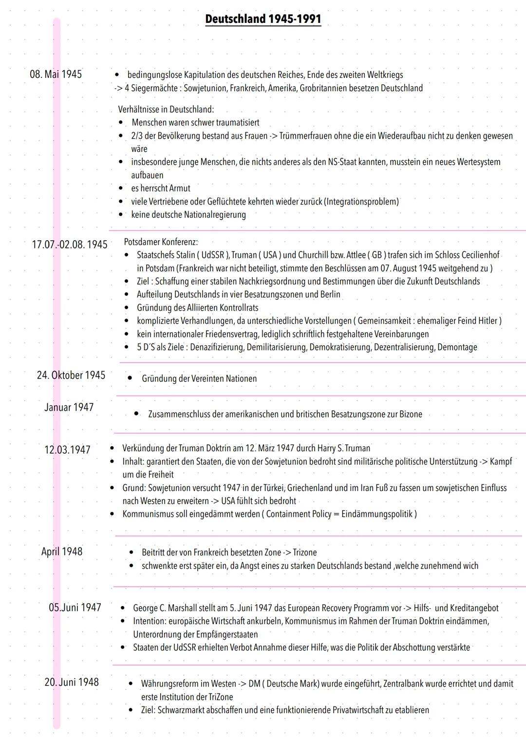 # Deutschland 1945-1991
08. Mai 1945
- bedingungslose Kapitulation des deutschen Reiches, Ende des zweiten Weltkriegs
- "> 4 Siegermächte:
