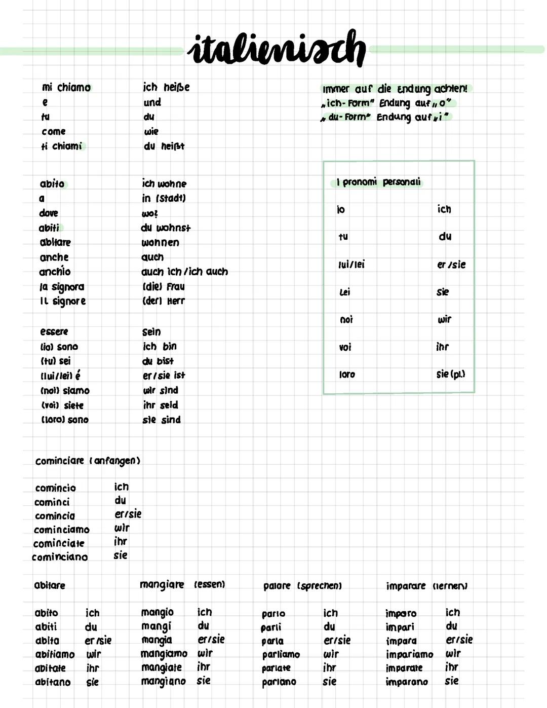 Italienisch Grundlagen