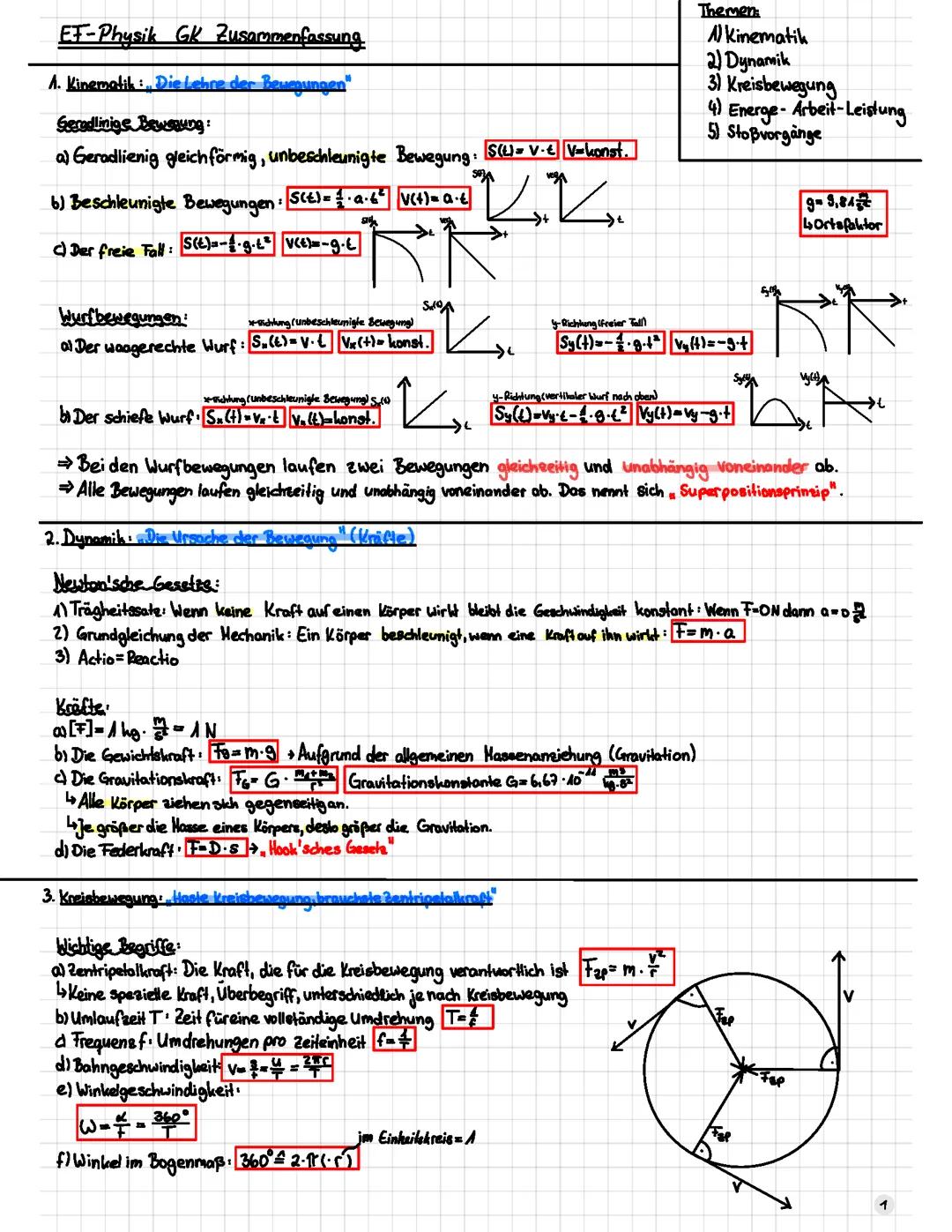 Physik EF Zusammenfassung (Grundlagen für den LK)