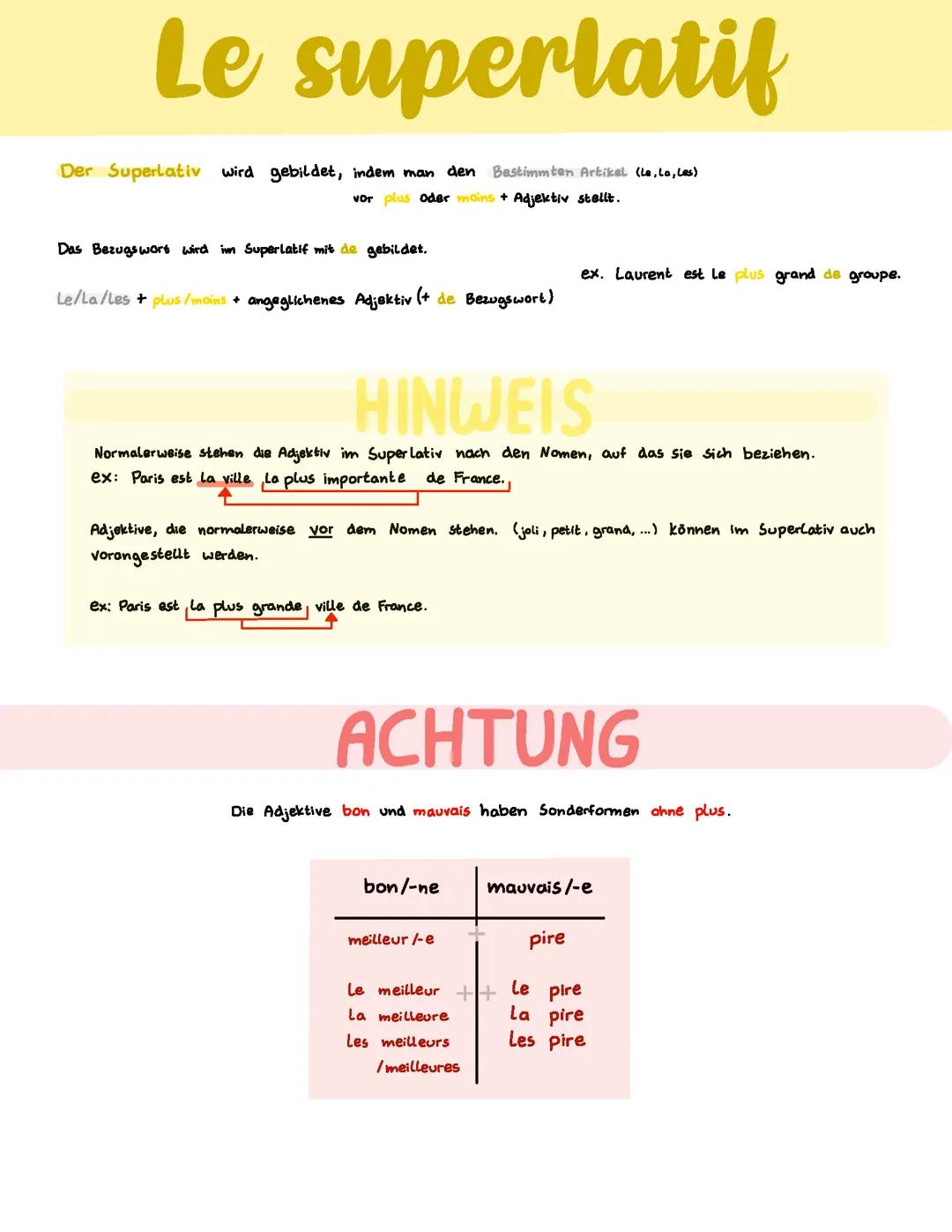 Der Superlativ im Französischen