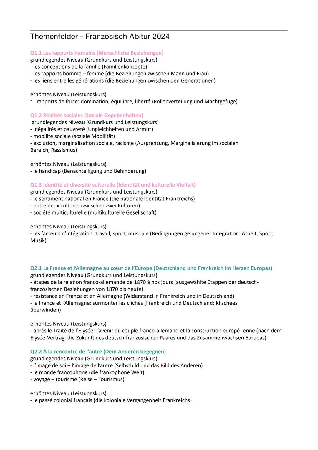 Französisch Lk Abitur