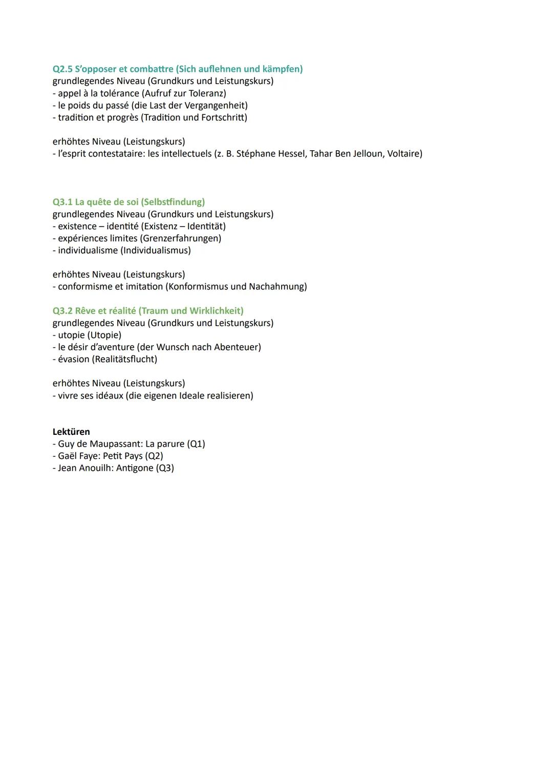 # Themenfelder - Französisch Abitur 2024
Q1.1 Les rapports humains (Menschliche Beziehungen)
grundlegendes Niveau (Grundkurs und Leistungsk