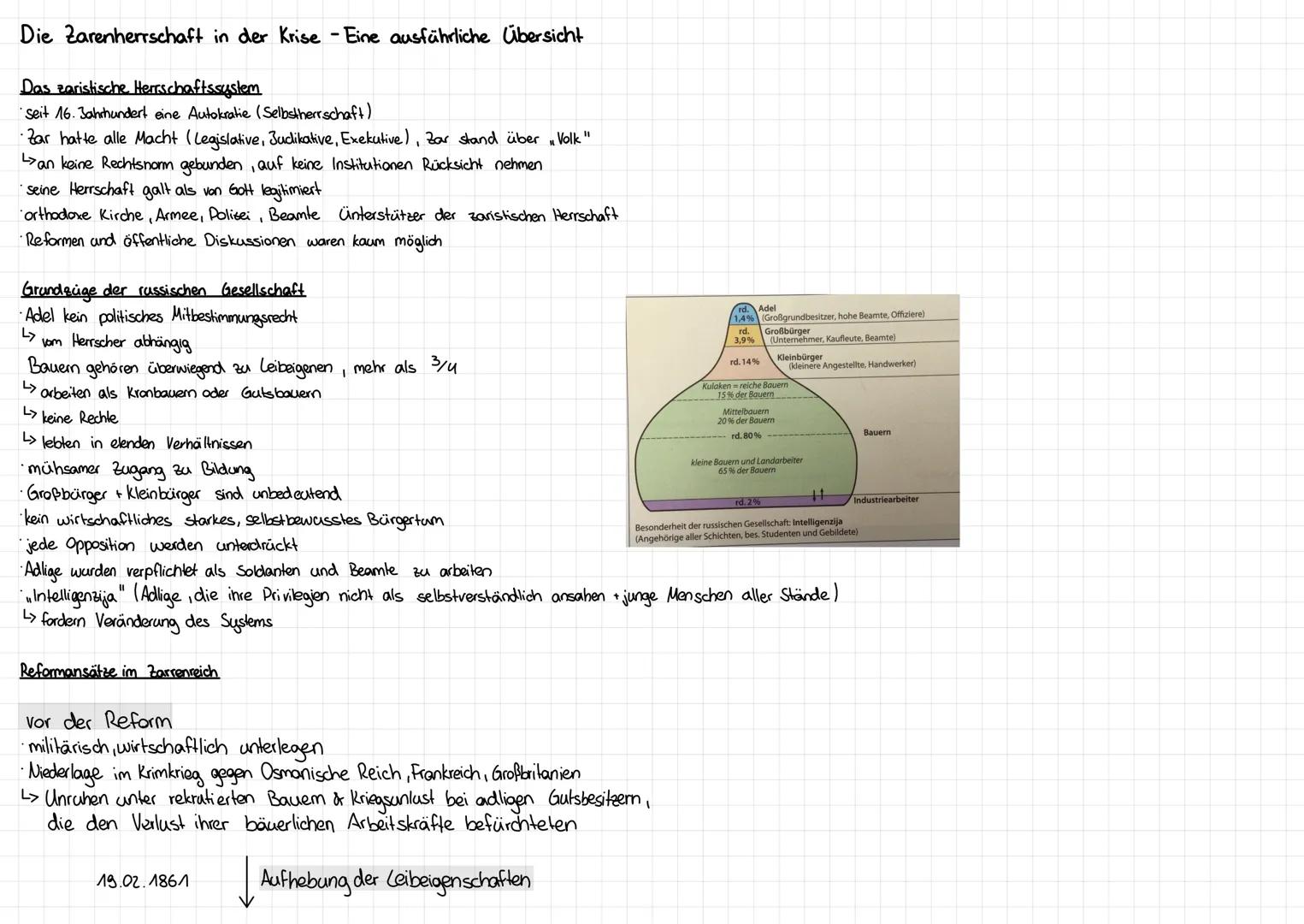 Die Zarenherrschaft in der Krise - Eine ausführliche Übersicht
Das zaristische Herrschaftssystem
• Seit 16. Jahrhundert eine Autokratie (Sel