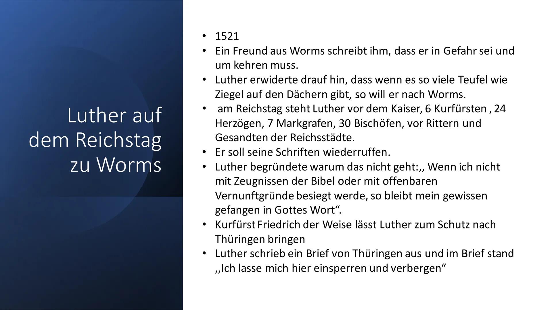 Luther und die
Reformation
Von Helena Ge., Louisa W., Julia
B., Helena Go. und Karla B.
ト
V
Γ # Inhaltsverzeichnis
* Steckbrief Martin