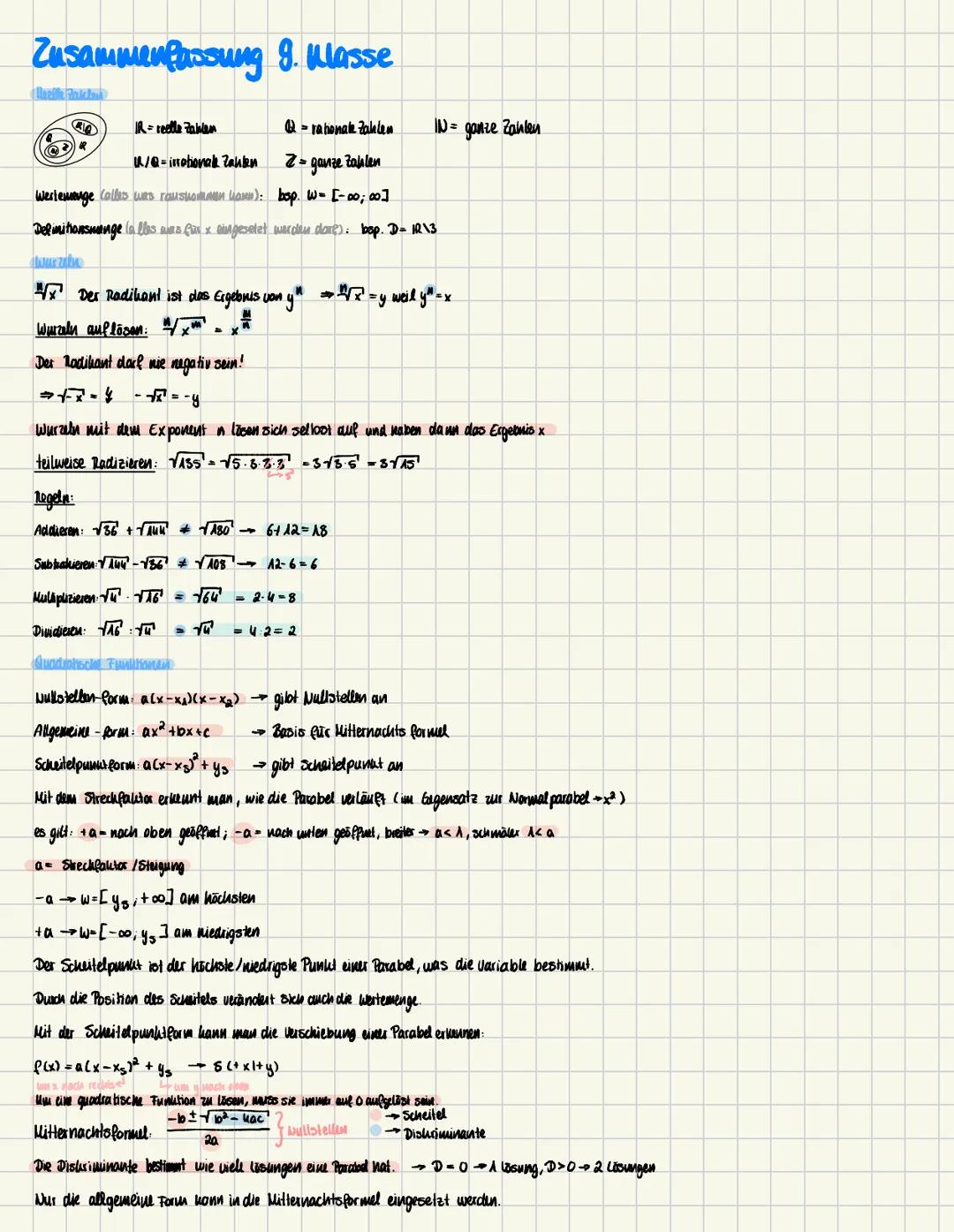 9. Klasse Gymnasium Bayern Mathe Zusammenfassung