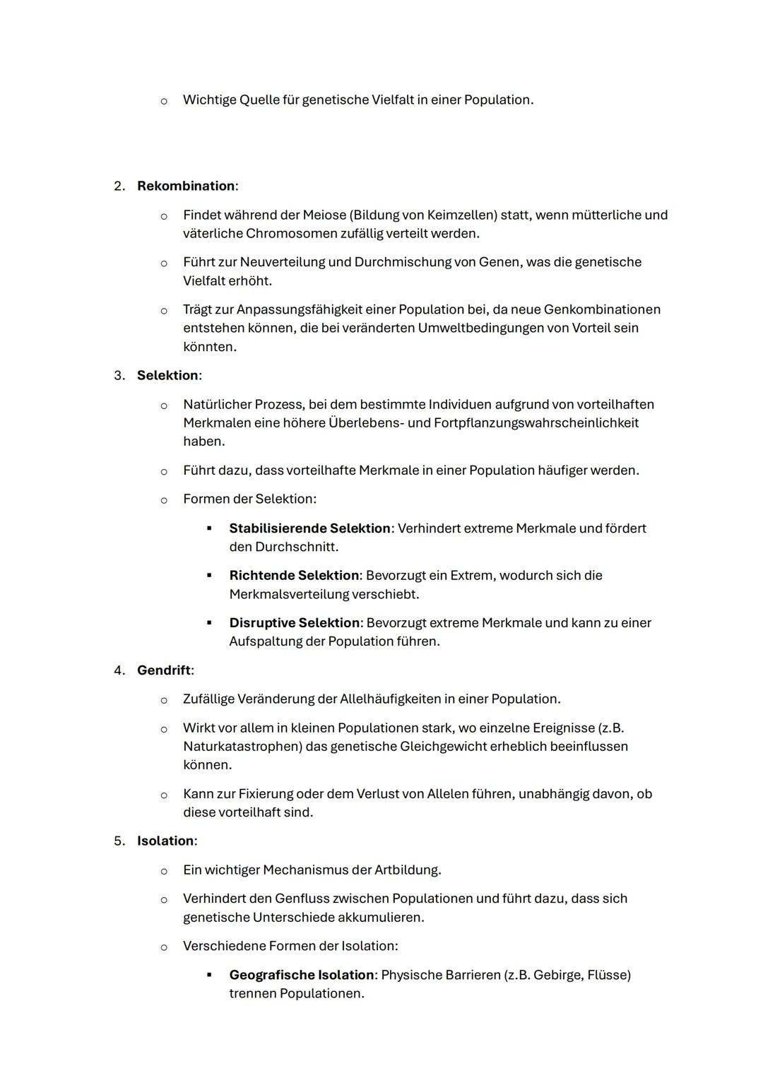 # Evolution: Synthetische Evolutionstheorie
Mutation
Rekombination
(Gentransfer)
Isolation
Migration
Gendrift
Genpool
Individuen
Selekti